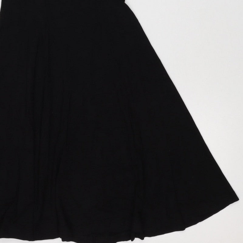 ASOS Women Black UK 10 Fit & Flare Pleated Long Sleeve Dress