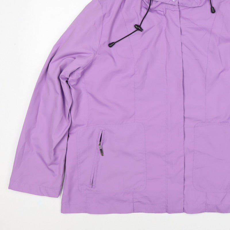 Damart Women’s Purple UK 18 Hooded Rain Jacket Zip Pockets