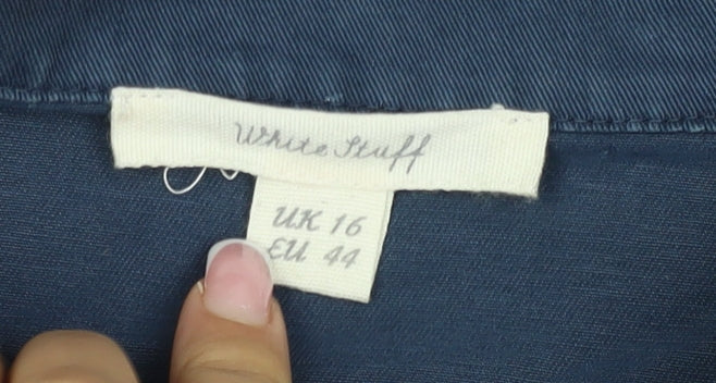 White Stuff Women’s Blue UK 16 Floral Embroidered Cotton Military Jacket