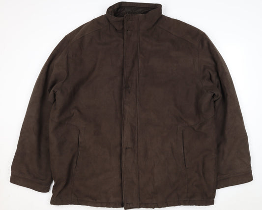 Back view of Escape unisex adults brown 3xl faux leather trim lined jacket