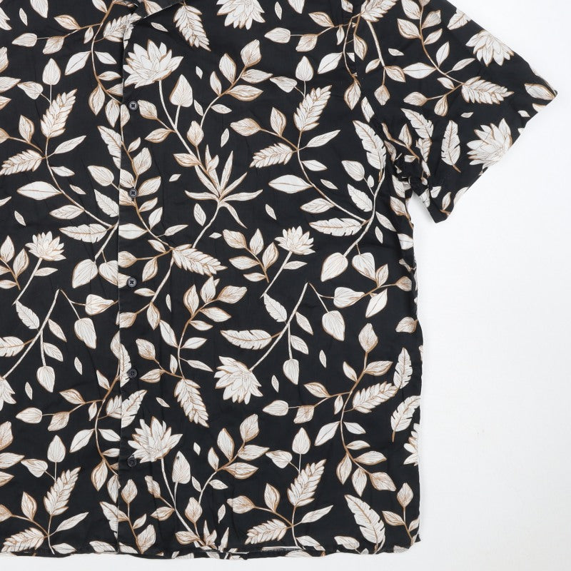 Additional view of Autograph Men’s Black Floral Short Sleeve Button-Up Shirt 3XL