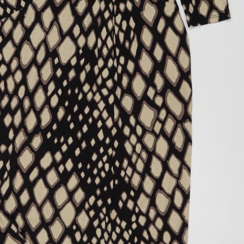 Precis Women’s Black Geometric Ruched Jersey Dress UK 14 Long Sleeve