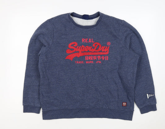 Back view of Superdry Teens Blue UK 16 Pullover Sweatshirt Embroidered Logo