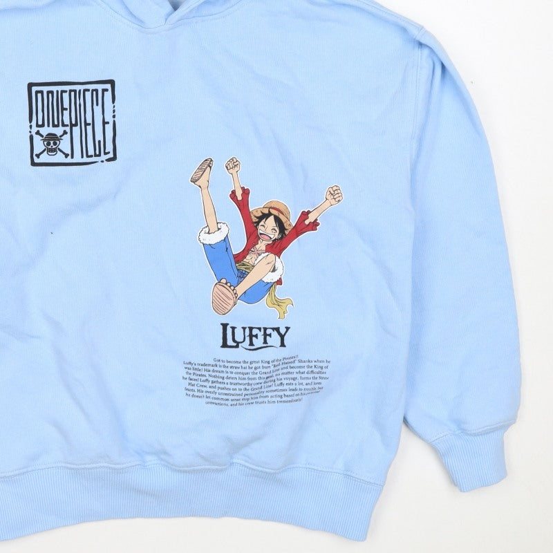 Zara Boys Blue 9-10 Years One Piece Luffy Graphic Print Pullover Hoodie