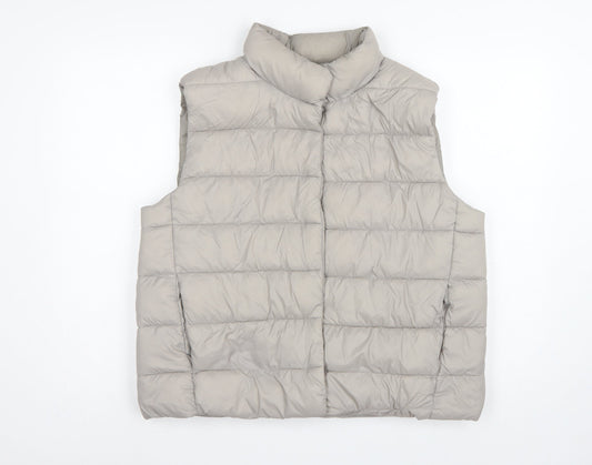 Primark Women Grey L Quilted Puffer Gilet Waistcoat Padded Bodywarmer