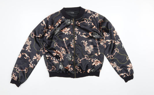Atmosphere Women’s Black Baroque Chain Satin Bomber Jacket UK 14