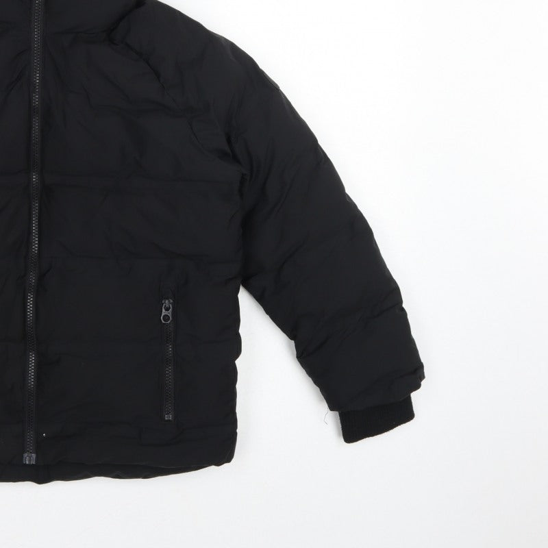 Next Boys Black 8 Years Hooded Puffer Jacket Full Zip Padded Winter Coat