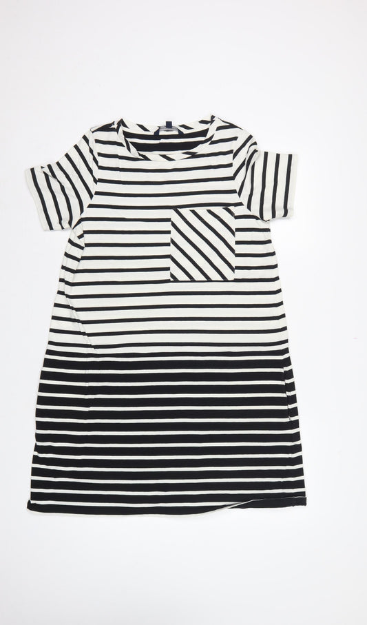 French Connection Women Black White Striped UK 10 Shift Jersey Dress