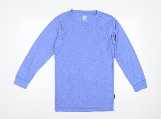 Back view of BeeSwift Men’s Blue L Long Sleeve Crew Neck Workwear T-Shirt