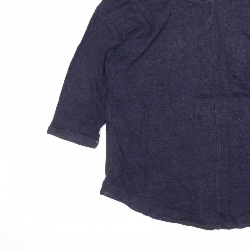 White Stuff Women’s Blue UK 8 Linen 3/4 Sleeve Round Neck Blouse
