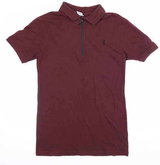 Back view of Father Sons Men’s M Burgundy Red 1/4 Zip Short Sleeve Polo