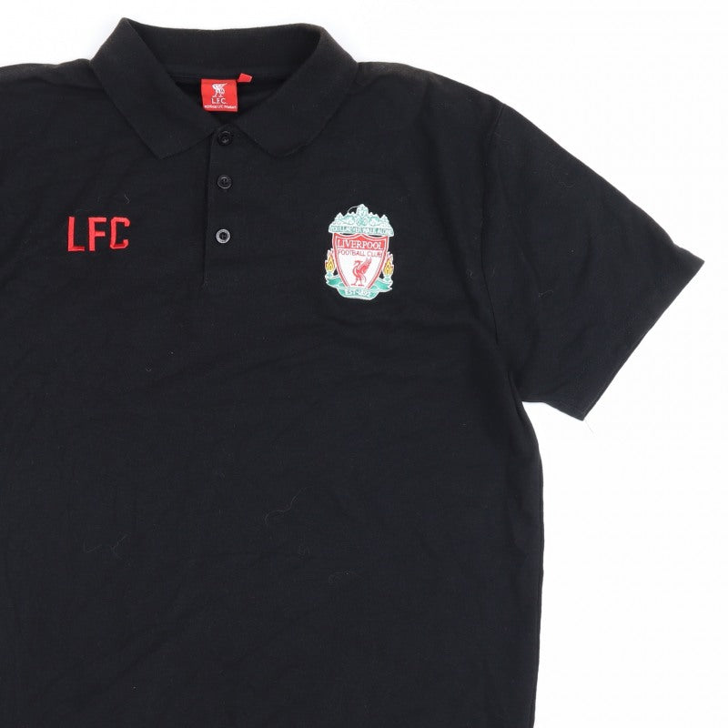 Liverpool FC Men’s Black XL Embroidered Football Polo Shirt