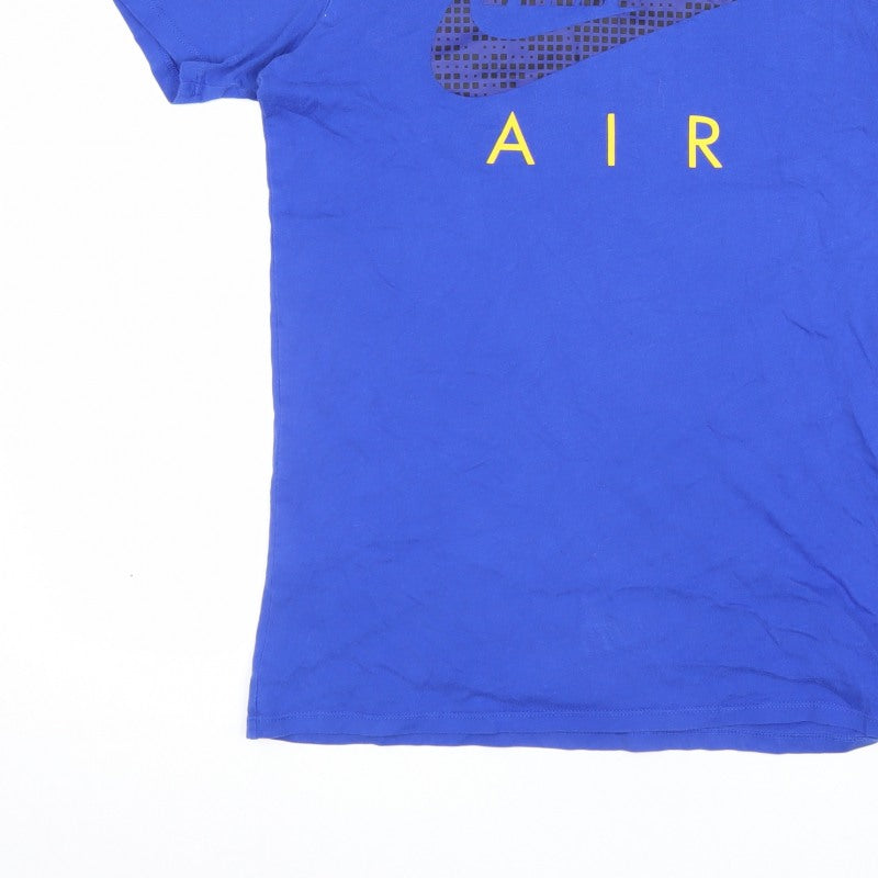 Nike Boys Blue S Athletic Fit Nike Air Logo Jersey T-Shirt