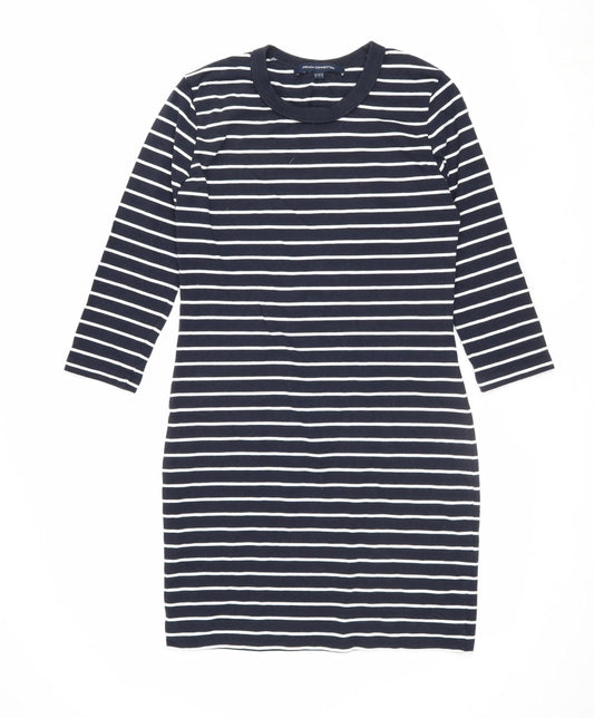 French Connection Women Black White Stripe Jersey Jumper Dress UK 10