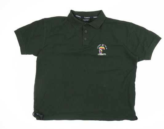Back view of Guinness Men’s Green L Toucan Embroidered Cotton Polo Shirt