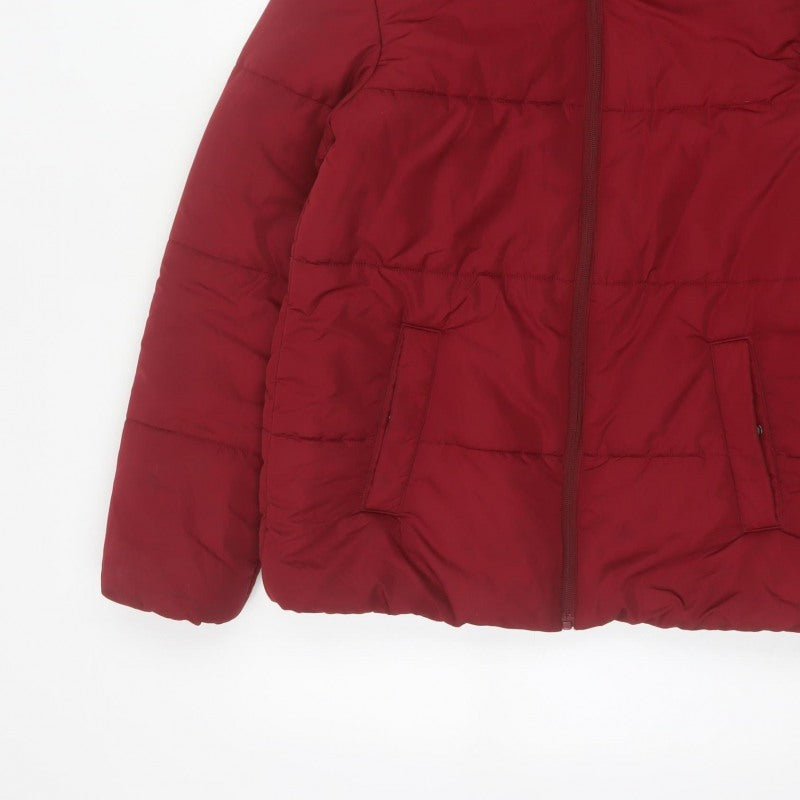 M&S Women’s Red UK 10 Hooded Shower Resistant Puffer Jacket