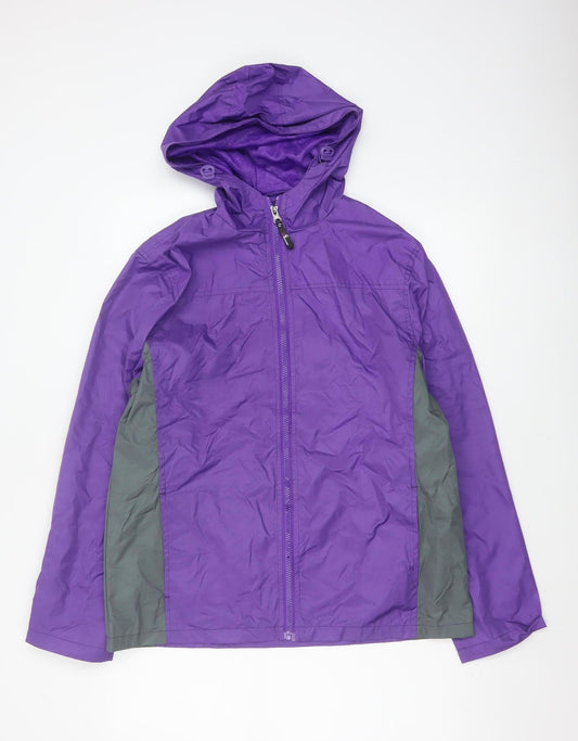 5 Apparel Women’s Purple M Hooded Full Zip Windbreaker Jacket