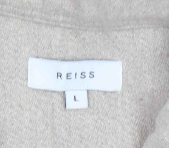Reiss Men’s Beige L Cotton Full Zip Basic Jacket Collared
