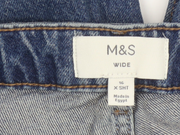 Marks and Spencer Women’s Blue UK 16 Wide Leg High Rise Jeans