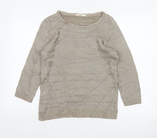 Marks & Spencer Women's Beige Size 10 Striped Knit Pullover Jumper