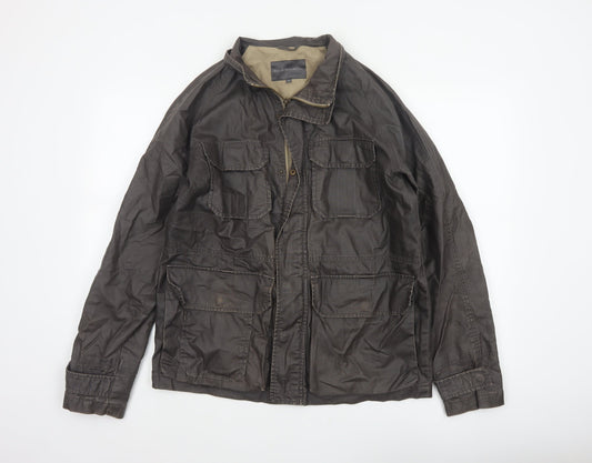 Back view of Rocha John Rocha Men’s Brown Small Military Field Jacket Linen Cotton