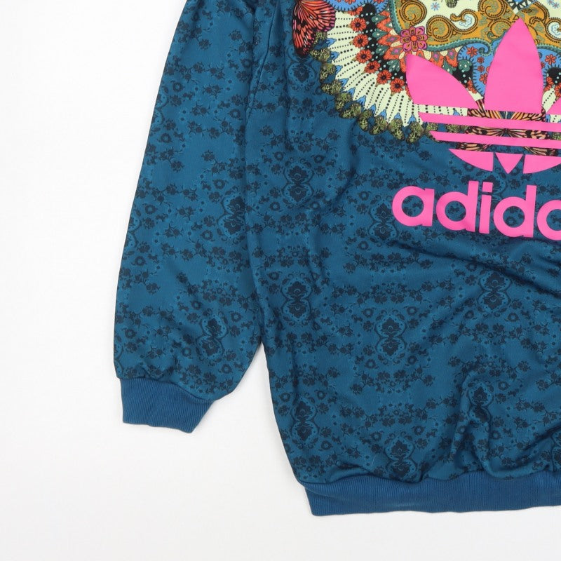 Additional view of Adidas unisex adults blue xs butterfly graphic logo crew sweatshirt