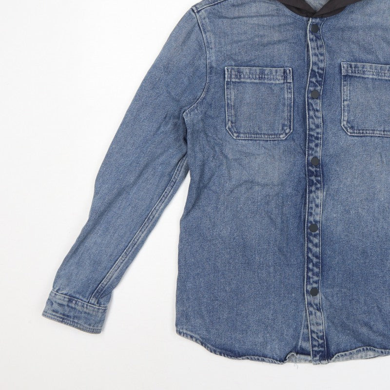 Additional view of Marks & Spencer boys’ blue 13-14 years hooded denim shirt jacket