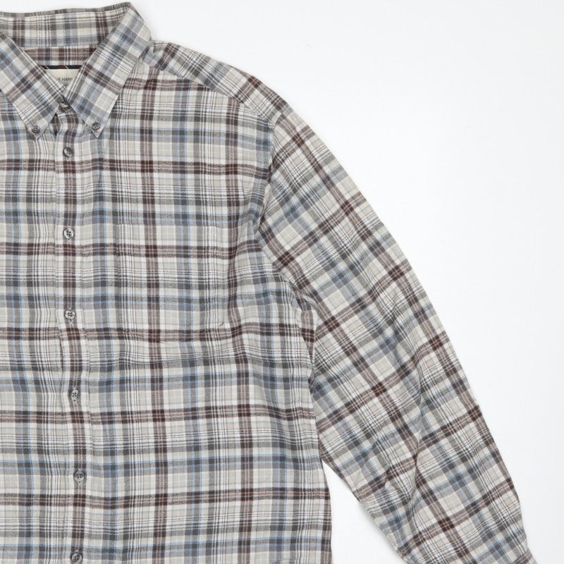 Blue Harbour Men’s Grey Plaid Cotton Button-Down Shirt XL Long Sleeve