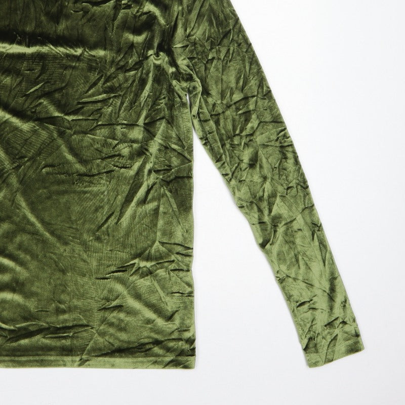 ASOS Design Women Green M Velvet Roll Neck Long Sleeve T-Shirt