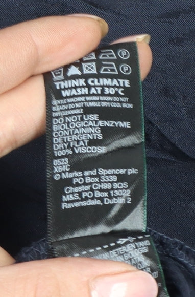 Marks and Spencer Women Navy Blue UK 16 Maxi V-Neck Smocked Dress