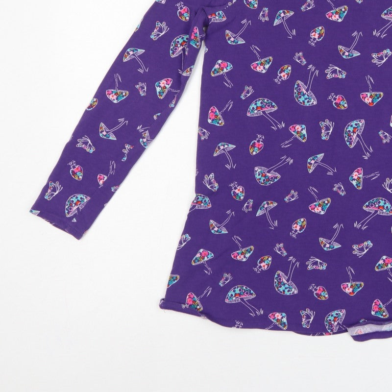 Additional view of Lands' End Teens Purple Mushroom Print Long Sleeve Ruffle Tunic, size 10