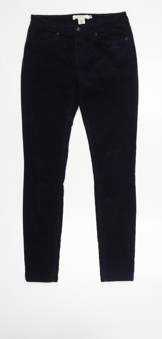 H&M L.O.G.G. Women Blue Corduroy Skinny Trousers Size 10