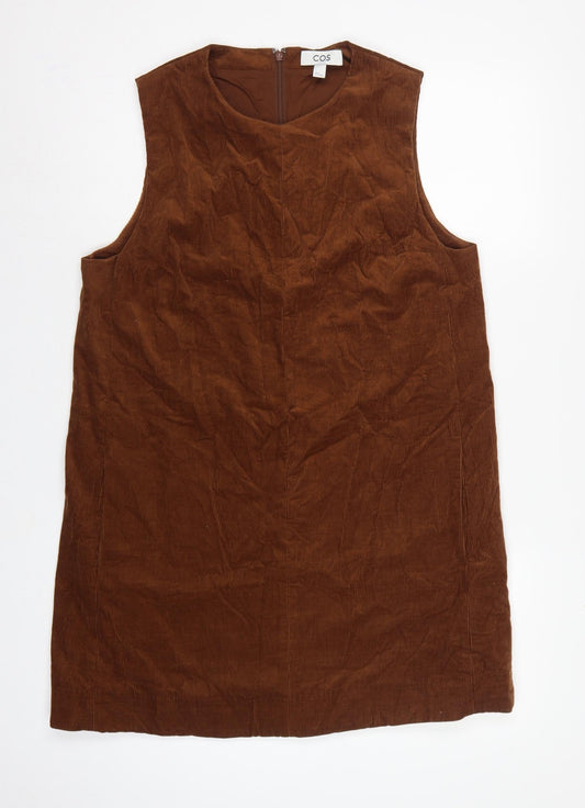 COS Women Brown Corduroy Shift Dress UK 16 Sleeveless Lined