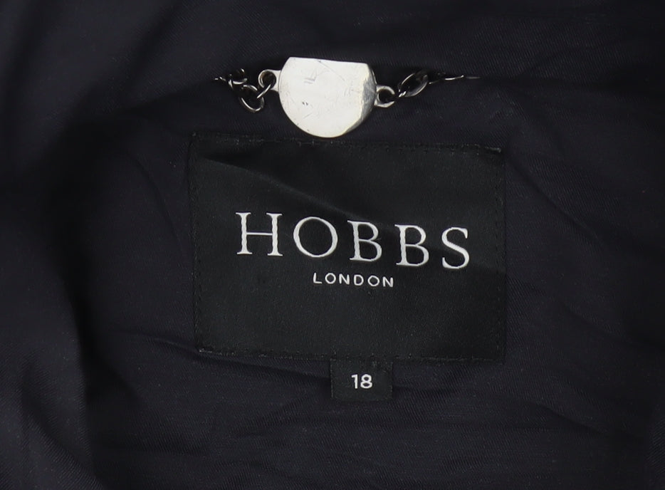 Hobbs Women Blue UK 18 Hooded Parka Coat Cotton Blend