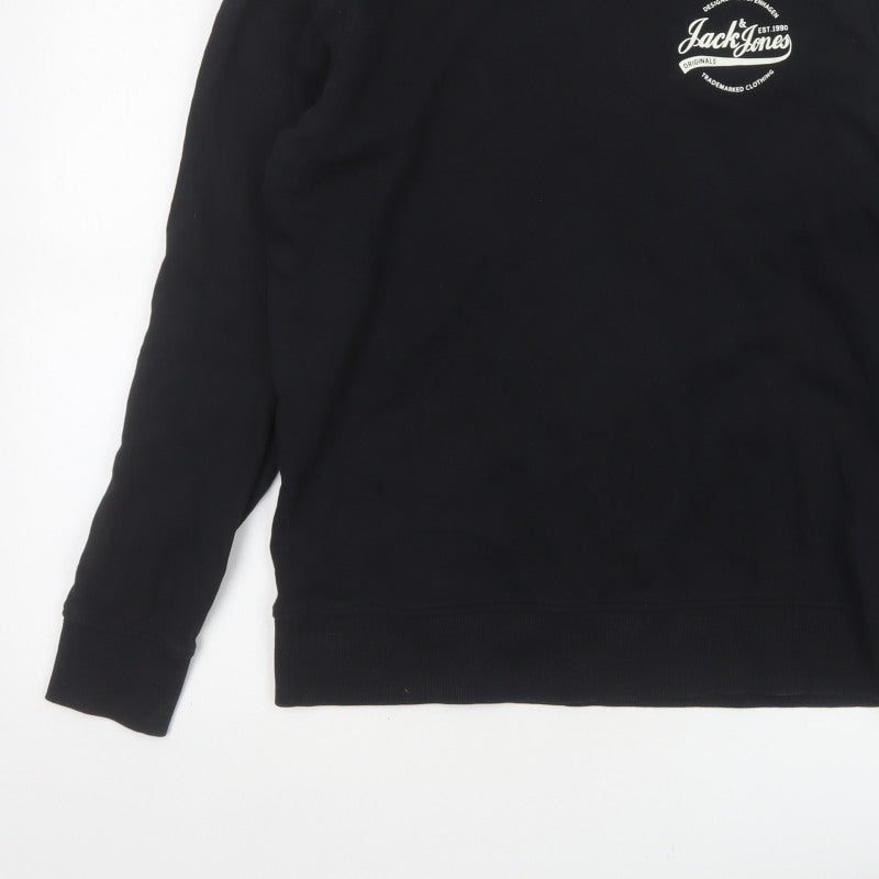 Additional view of Jack & Jones Men’s Black L Pullover Crew Neck Logo Cotton Sweatshirt