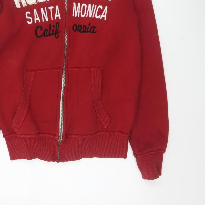 Hollister Men Red S Full Zip Hooded Graphic Print Santa Monica Hoodie