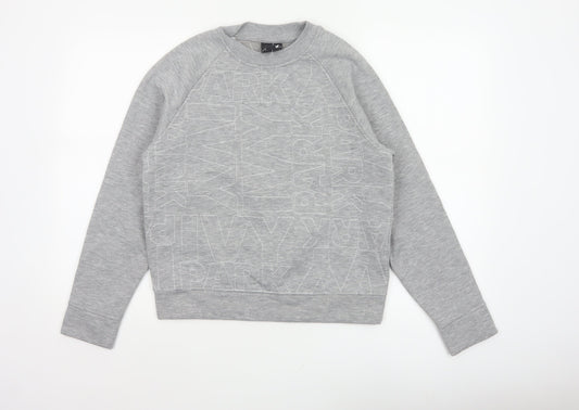 Ivy Park Women Grey XS Logo Print Raglan Crew Neck Pullover Sweatshirt