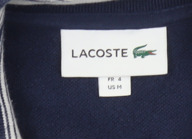 Lacoste Men’s Blue M Bomber Jacket Full Zip Logo Cotton Blend