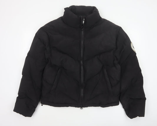 Trapstar Womens Black M Puffer Jacket Logo Quilted Full Zip