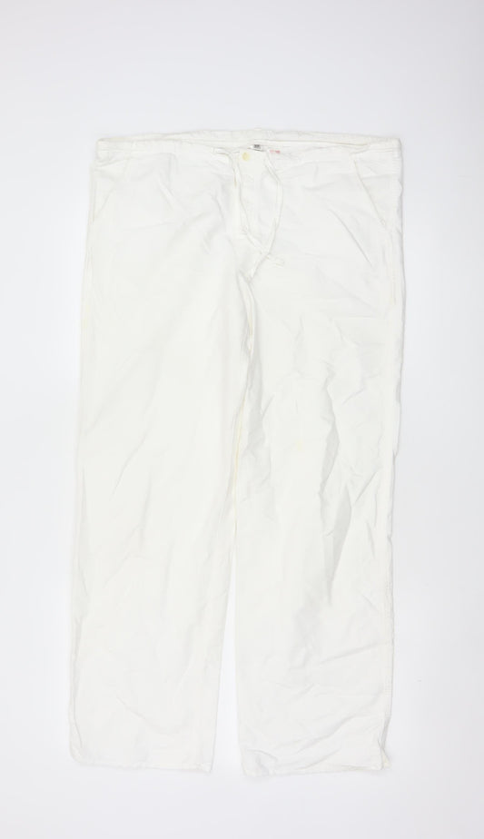 Gap Body Women White S Petite Straight Casual Trousers