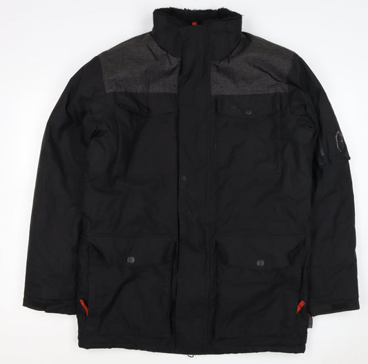 Back view of Free Country Men’s Black Grey Small Padded Parka Jacket