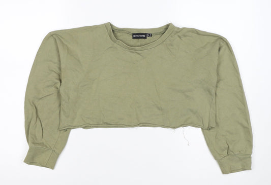 PrettyLittleThing Women’s Green UK 6 Cropped Pullover Sweatshirt