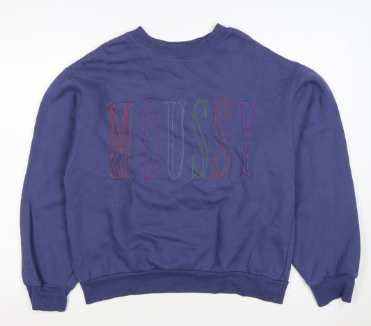 Mousy Women’s Blue One Size Pullover Sweatshirt Embroidered Logo