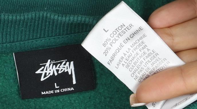 Stussy Men's Green L Pullover Logo Graphic Print Sweatshirt