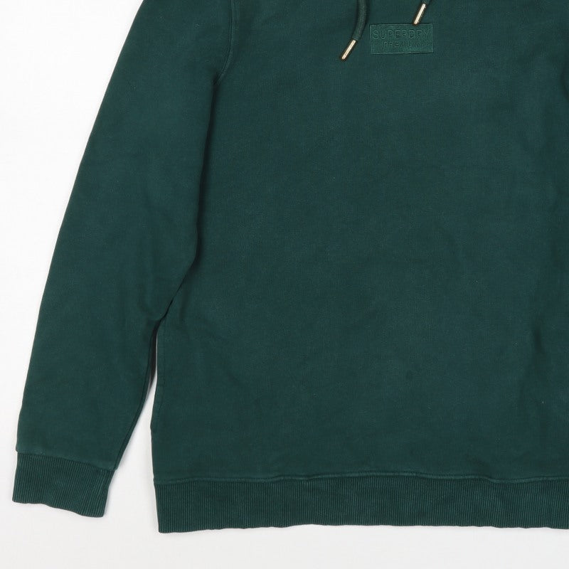 Superdry Women Green UK 10 Pullover Hoodie Logo Drawstring Cotton