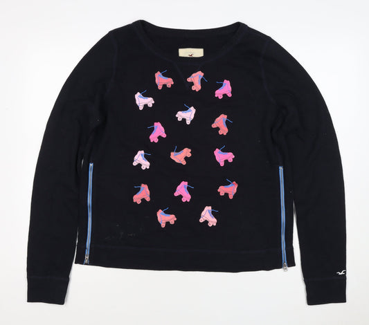 Hollister Women’s Black L Roller Skate Graphic Raglan Sweatshirt
