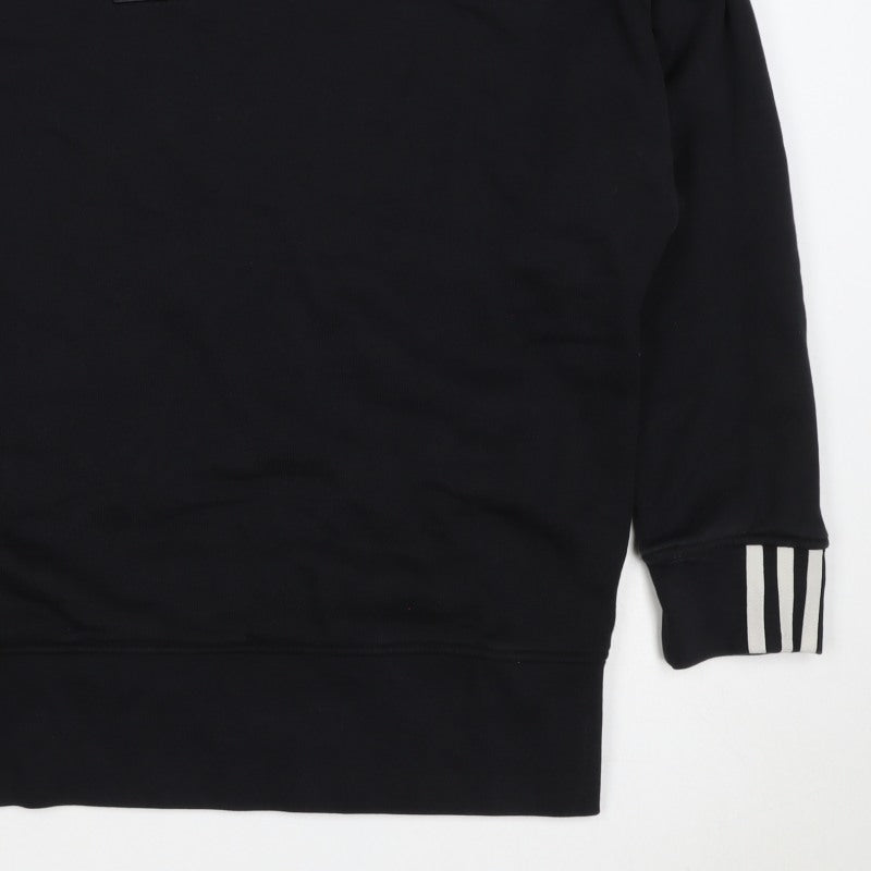 adidas Women Black UK 16 Pullover Crew Neck Logo Sweatshirt