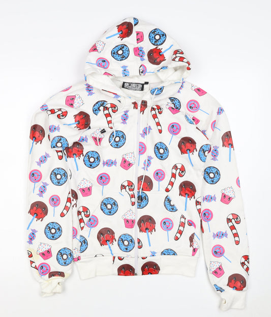 Poizen Industries Women’s White S Full Zip Candy Print Hoodie