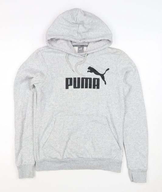 Puma Women’s Grey UK 10 Logo Pullover Hoodie Hooded Fleece