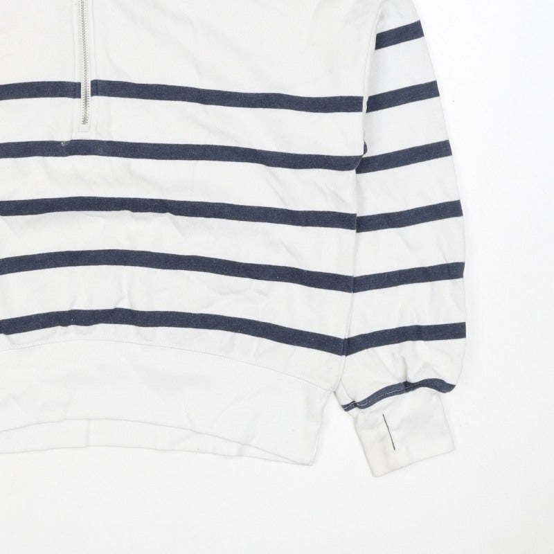 Abercrombie Kids Girls White Navy Striped 13-14 Years 1/4 Zip Sweatshirt